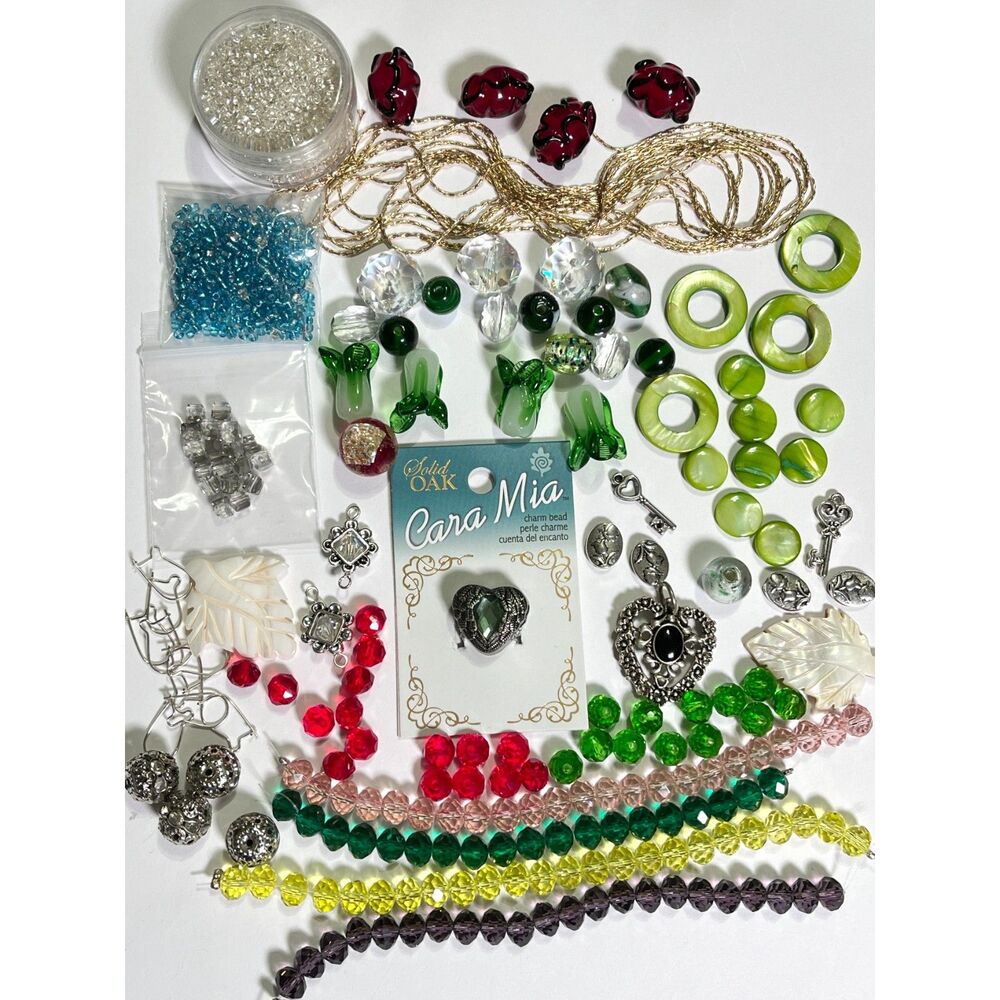 VTG - Now Lot Jewelry Making Beads Glass Lampwork Crystal MOP Variety Supplies